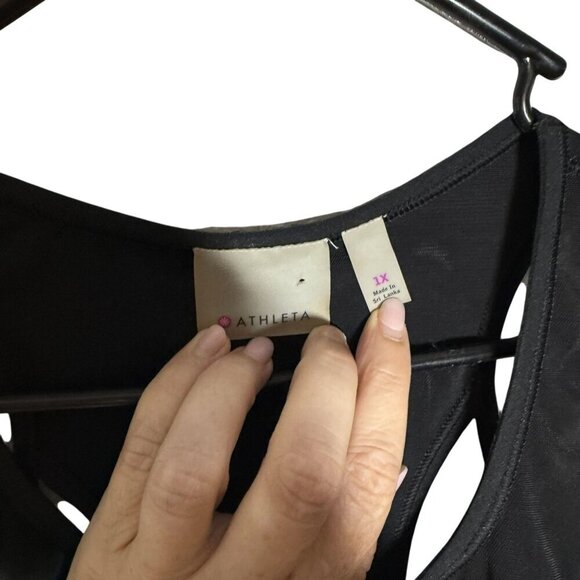 Athleta Black Racerback Tank Top 1X Womens Activewear Lightweight & Breathable - Picture 4 of 7